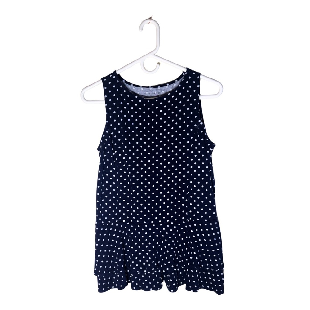 A Pea in the Pod Navy Sleeveless Top with White Polka Dots